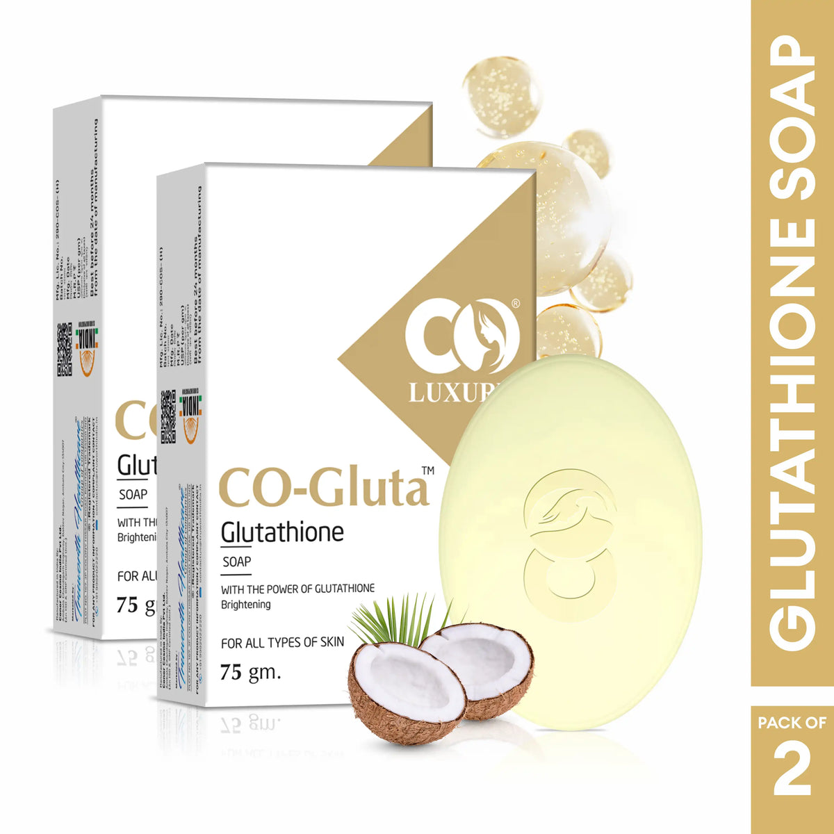 Co Luxury Glutathione Skin Whitening Soap with Kojic acid and Shea Butter- (Pack of 2)