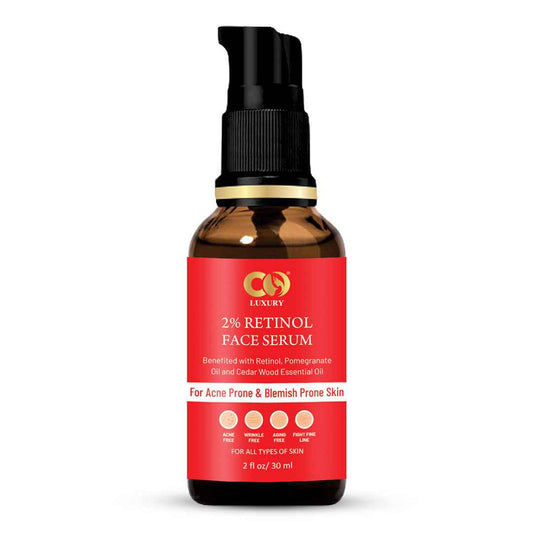 Co Luxury 2% Retinol Face Serum With Pomegranate & Cedarwood Essential Oil- For Acne & Blemish Prone Skin