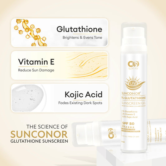 Co Luxury 1% Glutathione Sunscreen SPF 50 PA++++| Skin Brightening| Anti Ageing| Reduce PIgmentation