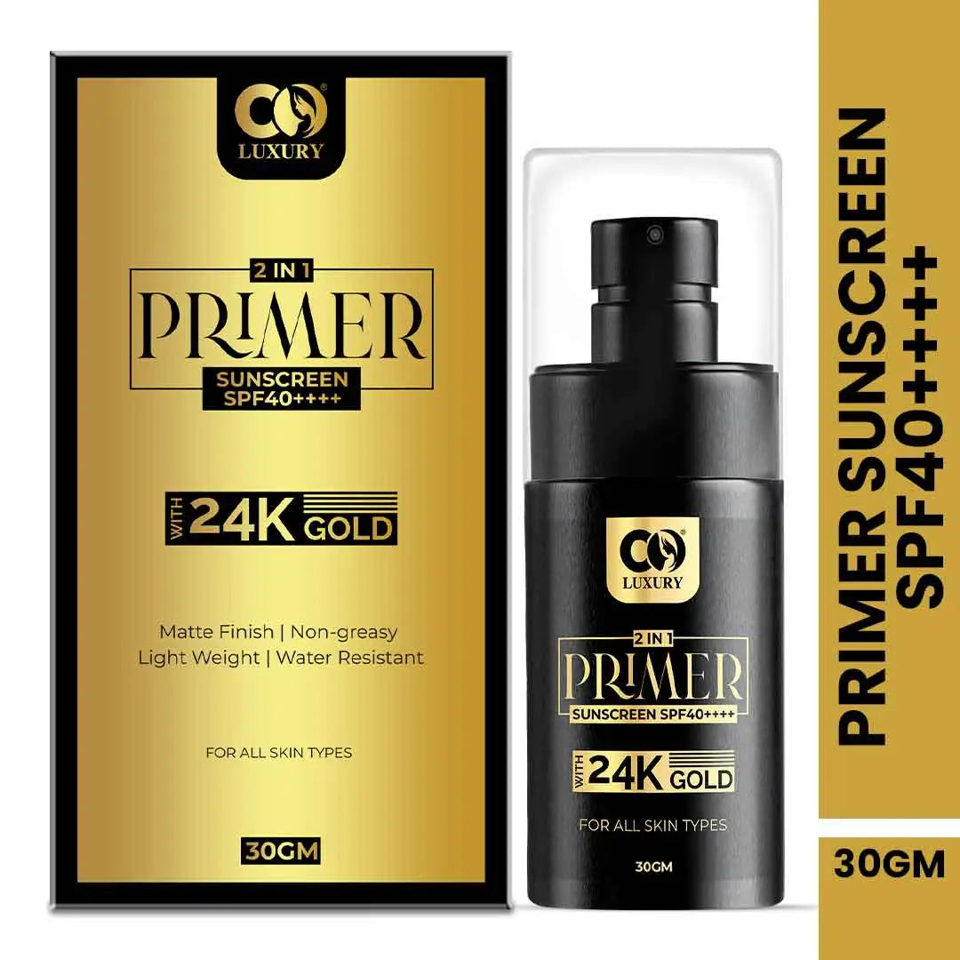 CO Luxury 2 In 1 Primer Sunscreen | SPF 40 PA++++ | 24K Gold Dust | Water Resistant | Matte Finish  (30 g)