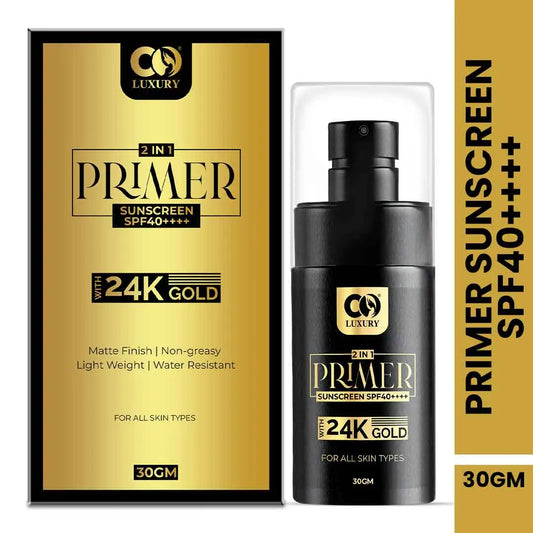 CO Luxury 2 In 1 Primer Sunscreen | SPF 40 PA++++ | 24K Gold Dust | Water Resistant | Matte Finish  (30 g)