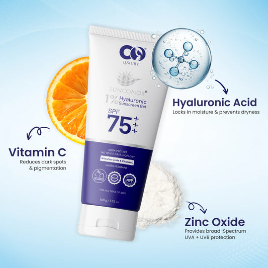 Co Luxury Water Resistant Sunscreen UVA & UVB Protection with Vitamin C & Zinc - SPF 75 PA+++  (100 g)