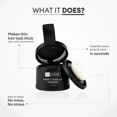 CO LUXURY  Hair Cover-Up Powder for Grey Roots & Bald Spots | Waterproof & Instant Use , Black