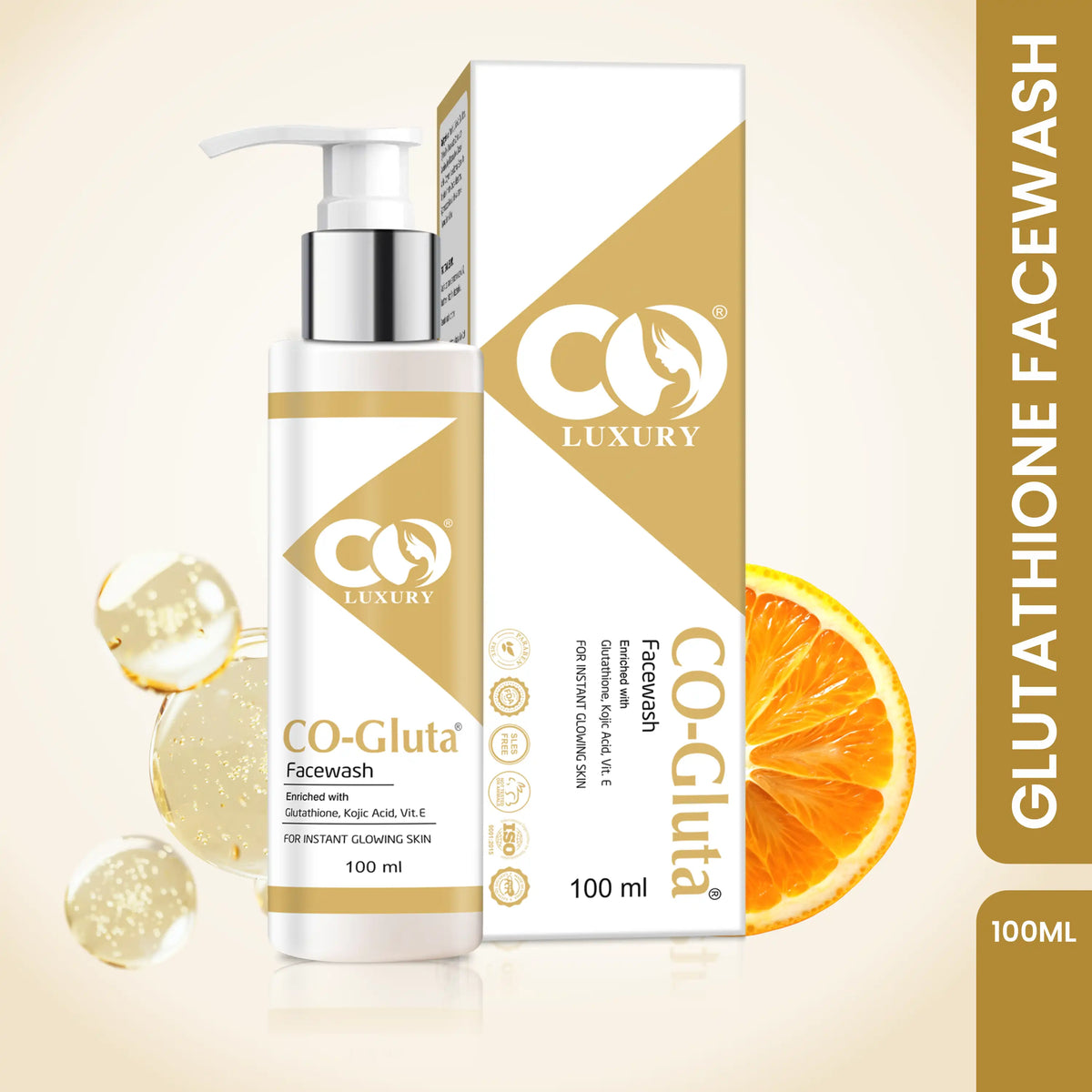 Co Luxury Co Gluta Facewash with Kojic Acid, Glycolic Acid & Vitamin C