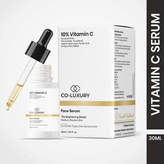 Co Luxury 10% Vitamin C Face Serum for Glowing Skin | Brightening, Hydrating & Anti-Aging | With Niacinamide & Hyaluronic Acid | 30ml