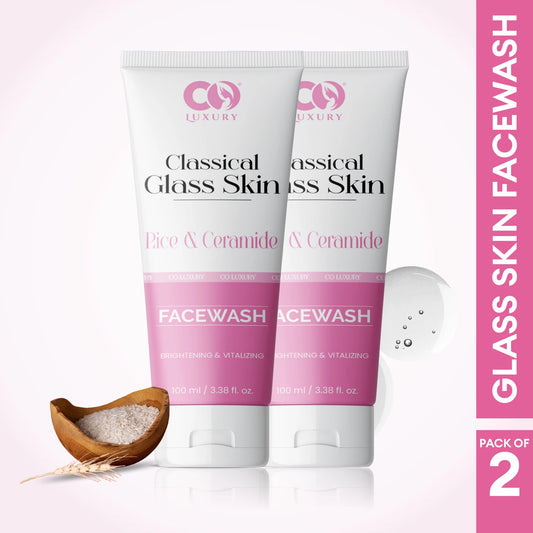 CO Luxury Classical Glass Skin Facewash – Rice & Ceramide | Brightening & Hydrating (100ml, Pack of 2)
