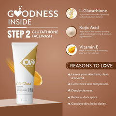 CO Luxury Glutathione 6-in-1 Skin Brightening Kit | Facewash, Serum, Sunscreen, Tablets, Soap & Cream