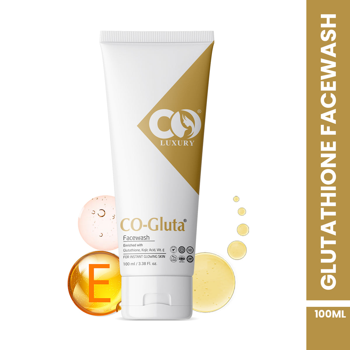 Co Luxury Co-Gluta Glutathione Facewash with Kojic Acid & Vitamin E – Skin Brightening & Deep Cleansing