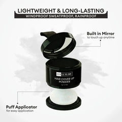 CO LUXURY  Hair Cover-Up Powder for Grey Roots & Bald Spots | Waterproof & Instant Use , Black
