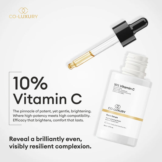 Co Luxury 10% Vitamin C Face Serum for Glowing Skin | Brightening, Hydrating & Anti-Aging | With Niacinamide & Hyaluronic Acid | 30ml