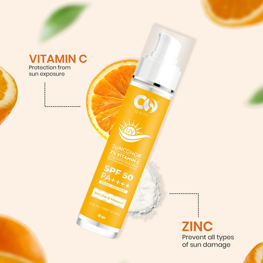 CO LUXURY Sunconor Vitamin C Sunscreen SPF 50 PA++++ | Matte Finish | 50gm