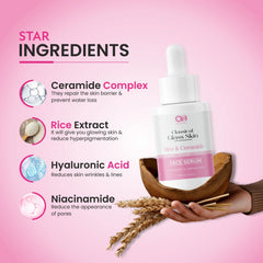 CO Luxury Rice & Ceramide Face Serum – Brightening & Skin Barrier Repair | Hydrating Glass Skin Serum | 30 ml