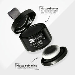 CO LUXURY  Hair Cover-Up Powder for Grey Roots & Bald Spots | Waterproof & Instant Use , Black