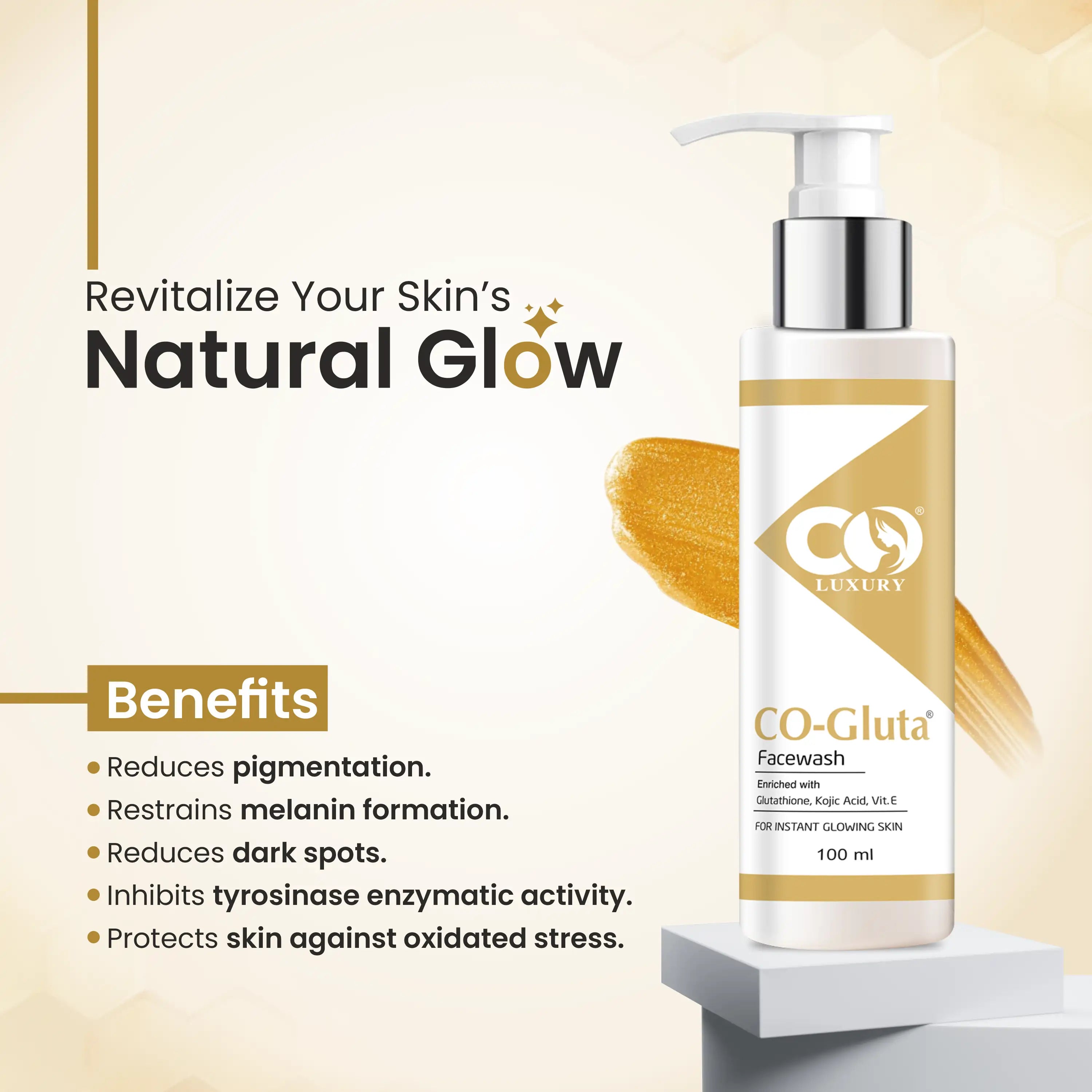 Co Luxury Co Gluta Facewash with Kojic Acid, Glycolic Acid & Vitamin C Co Luxury Co Luxury Co Gluta Facewash with Kojic Acid, Glycolic Acid & Vitamin C Co Luxury