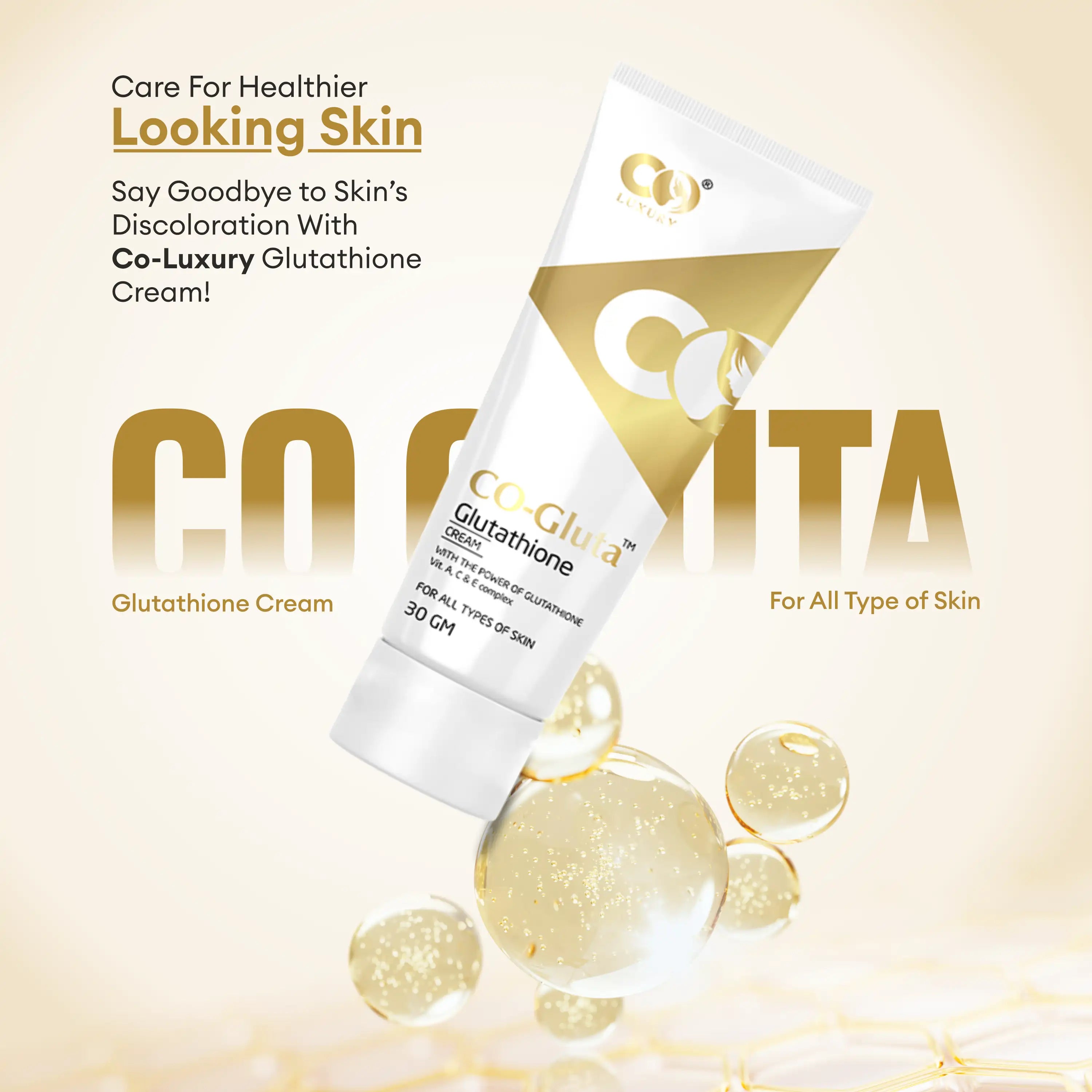 CO Luxury Glutathione Cream - Skin Lightening with Kojic Acid, Vitamin A, C & E Co Luxury CO Luxury Glutathione Cream - Skin Lightening with Kojic Acid, Vitamin A, C & E Co Luxury
