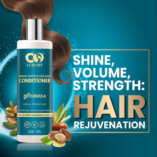 CO LUXURY Argan Biotin & Collagen Conditioner for Smooth & Shiny Hair | Nourishing Hair Conditioner with Jojoba Oil for Hair Repair & No Frizz | For All Hair Type - 200 ml