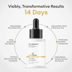 Co Luxury 10% Vitamin C Face Serum for Glowing Skin | Brightening, Hydrating & Anti-Aging | With Niacinamide & Hyaluronic Acid | 30ml