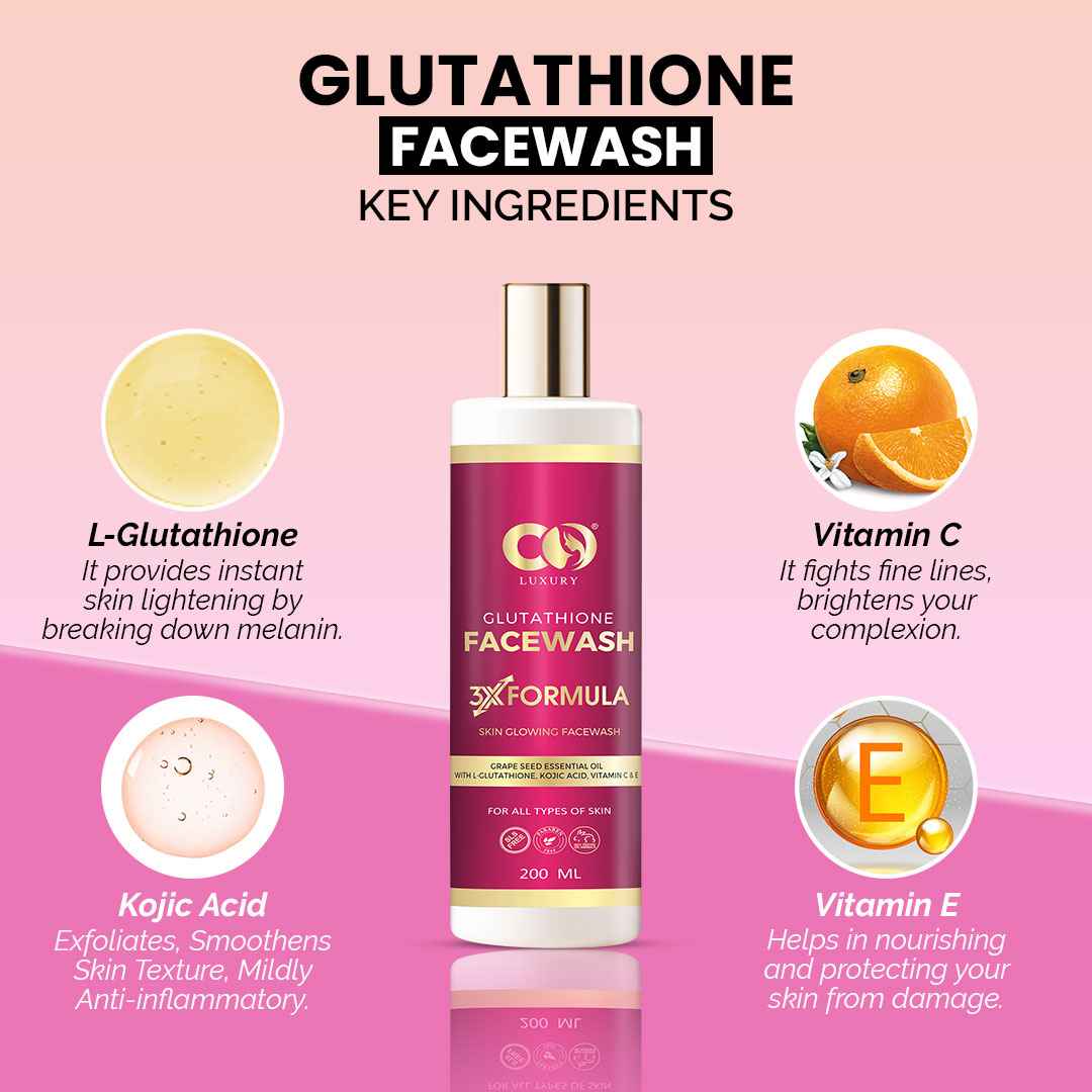 Co Luxury Glutathione Face Wash With Kojic Acid Grapeseed Oil Vitamin Co Luxury Co Luxury Glutathione Face Wash With Kojic Acid Grapeseed Oil Vitamin Co Luxury