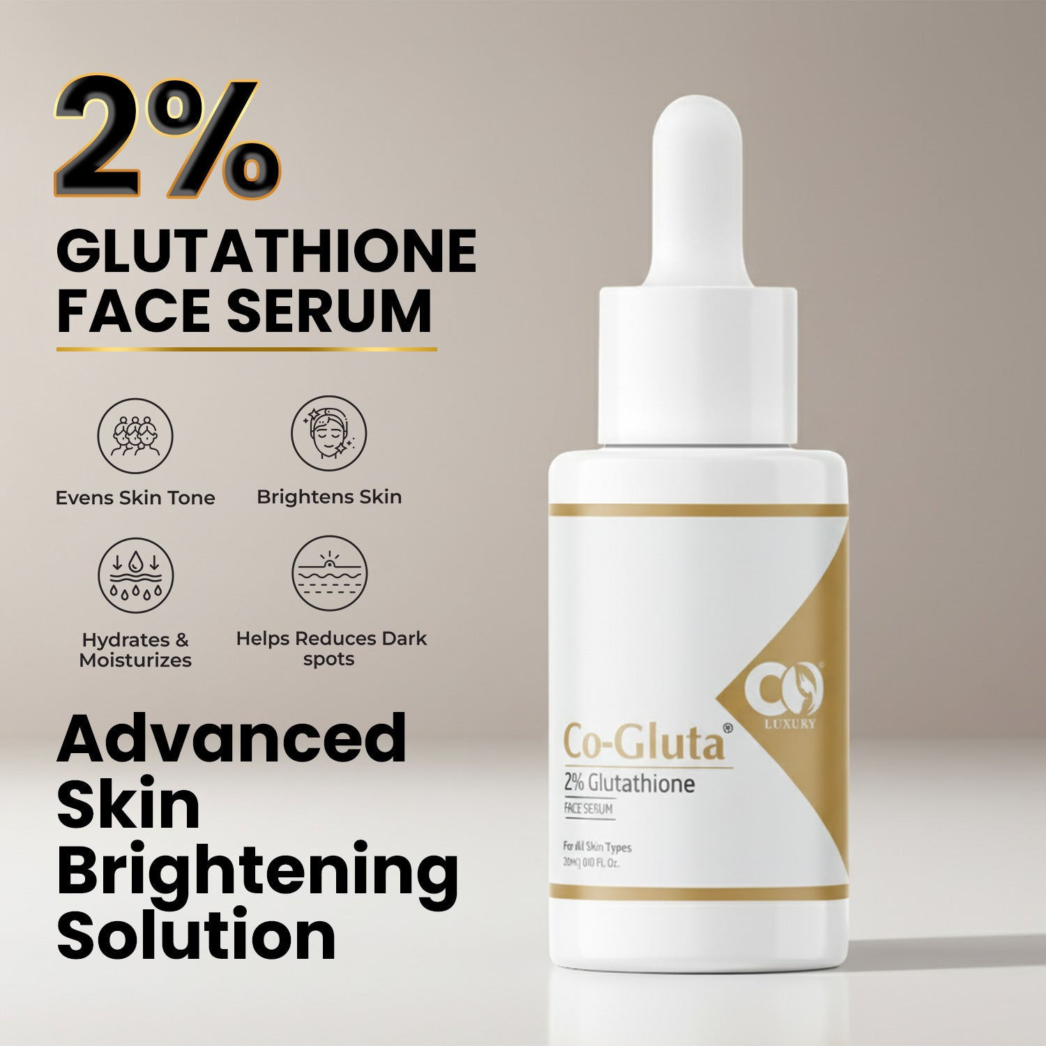 Co Luxury Co-Gluta 2% Glutathione Face Serum with Vitamin C & E Skin Co Luxury Co Luxury Co-Gluta 2% Glutathione Face Serum with Vitamin C & E Skin Co Luxury