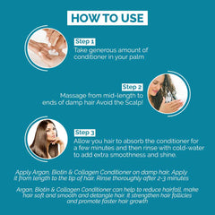 CO LUXURY Argan Biotin & Collagen Conditioner for Smooth & Shiny Hair | Nourishing Hair Conditioner with Jojoba Oil for Hair Repair & No Frizz | For All Hair Type - 200 ml