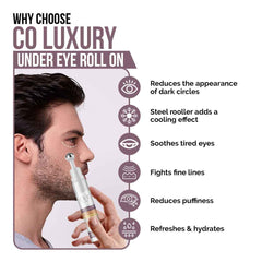 Co Luxury Multi Action Brightening Under Eye Roll On For Dark Circles Puffiness, Fine Lines & Wrinkles