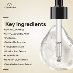 CO LUXURY 10% Niacinamide Face Serum | Oil Control, Pore Refining & Dark Spot Care | Barrier Support | 30ml