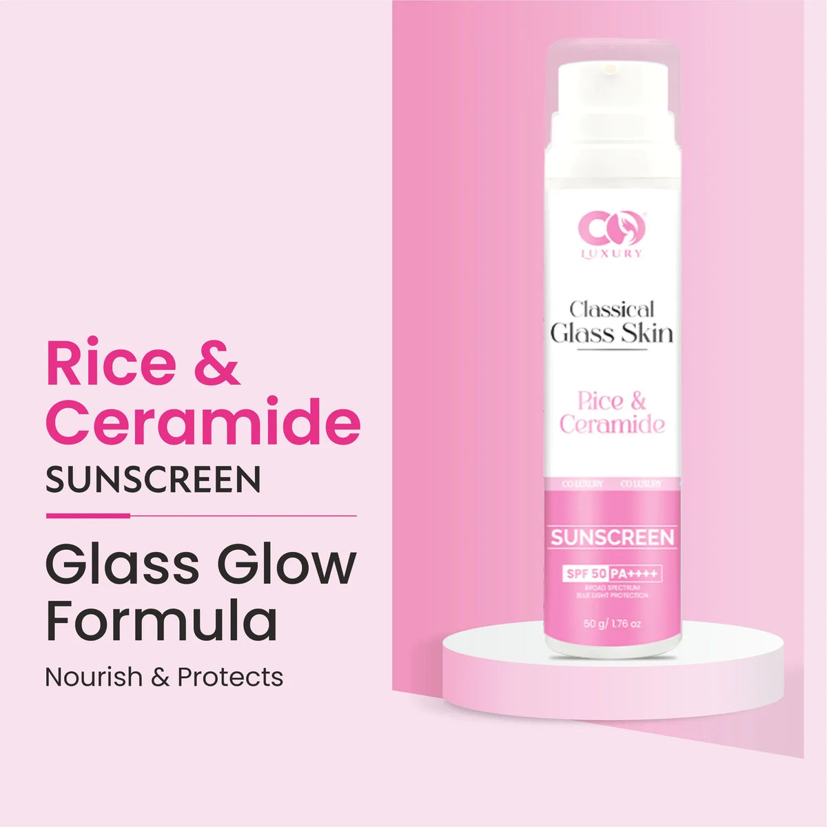 CO Luxury Rice & Ceramide Sunscreen SPF 50 PA++++ | Glass Glow Finish