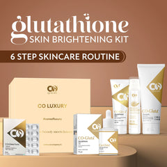 CO Luxury Glutathione 6-in-1 Skin Brightening Kit | Facewash, Serum, Sunscreen, Tablets, Soap & Cream